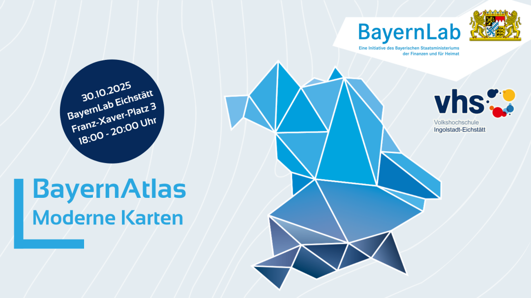 Werbeposter für den Kurs BayernAtlas bei der vhs 2025